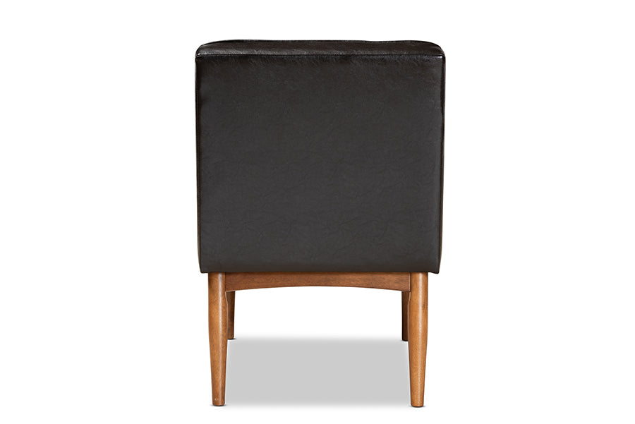 Baxton Studio Sanford Mid-Century Modern Dark Brown Faux Leather Upholstered and Walnut Brown Finished Wood Dining Chair