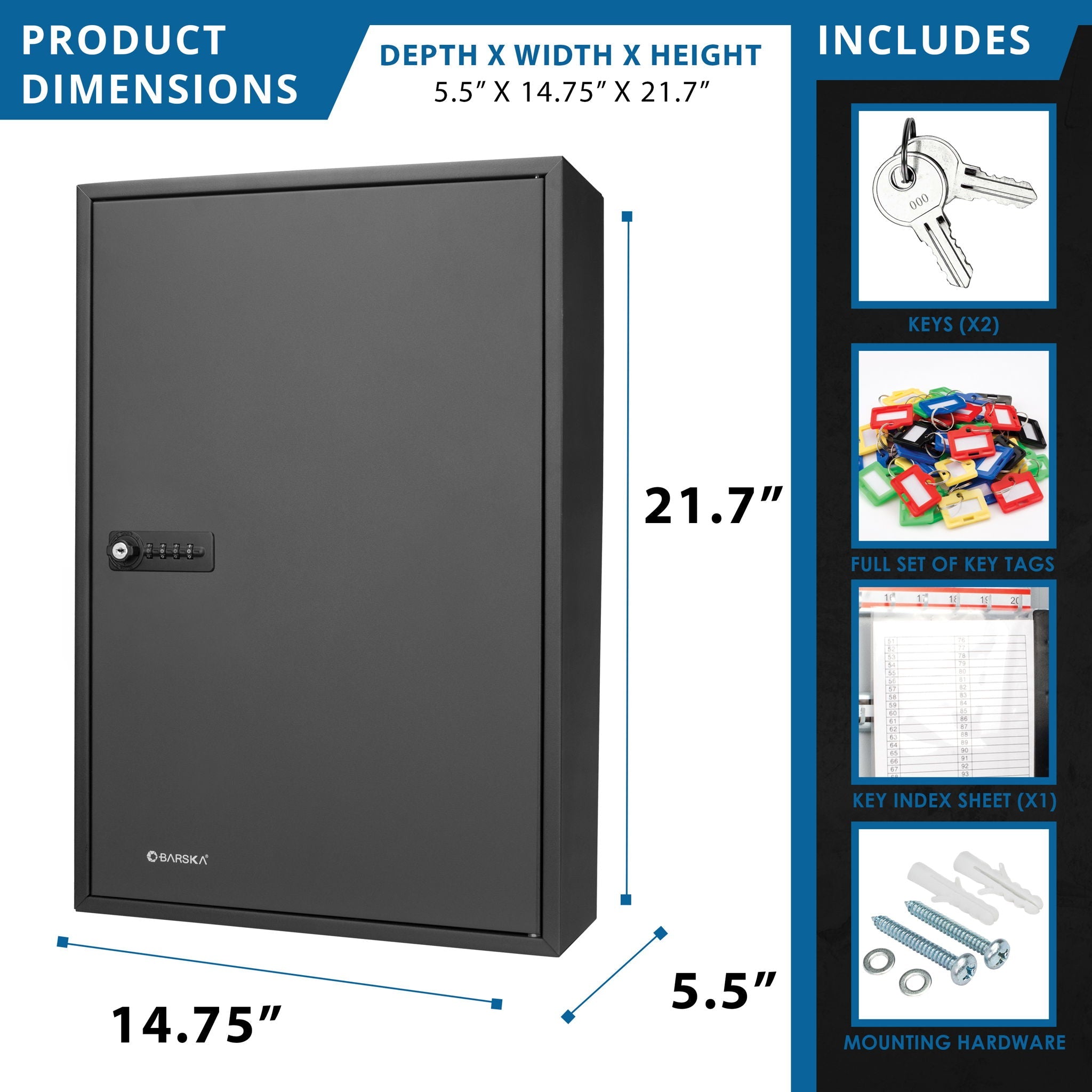 Adjustable Key Cabinet With Combination Lock