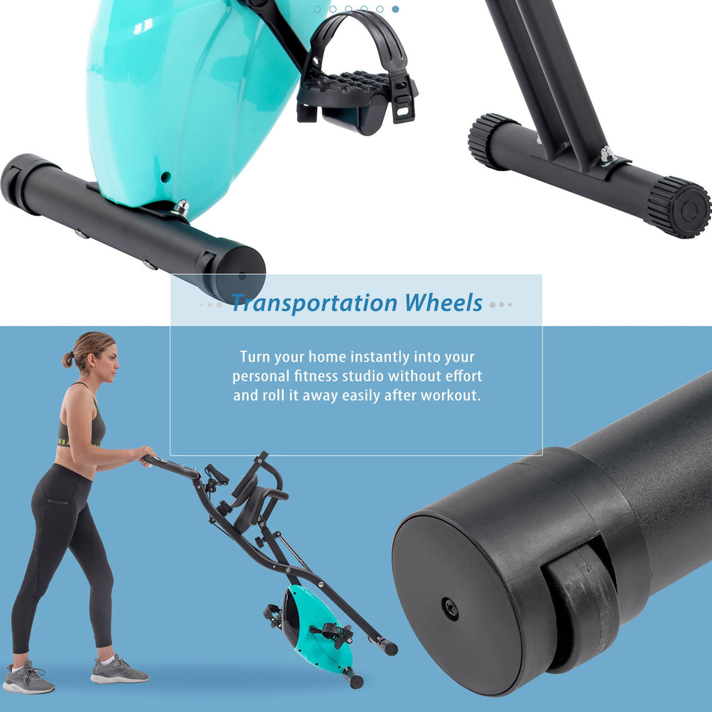 Exercise Bike Folding Stationary Bikes For Home With 16 Level Magnetic Resistance