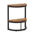 Slim Half Moon 2 Tier Semi Circle End Table, Wide Storage For Living - Rustic Brown