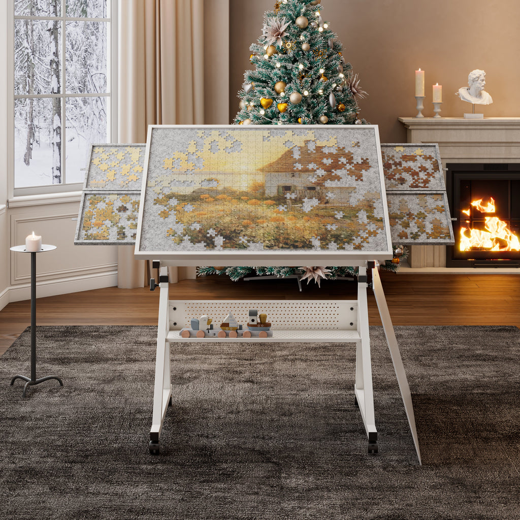 1500 Pieces Jigsaw Puzzle Metal Table Board with 4 Trays