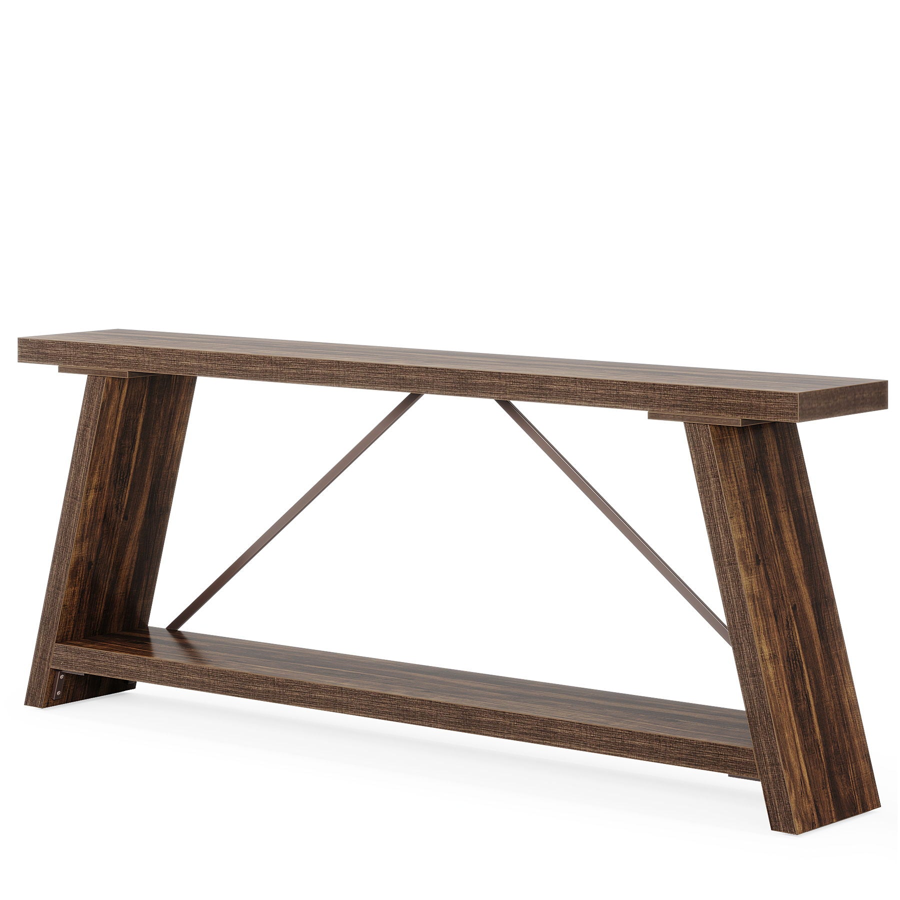 Console Table Extra Long Sofa Table With 2 Tier Shelves For Living Room