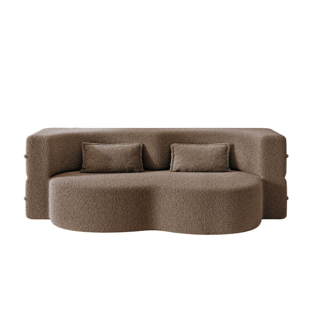 Modern Floor Sleeper Sofa Bed With 2 Pillows, Convertible Twin Size Folding Mattress For Living Room