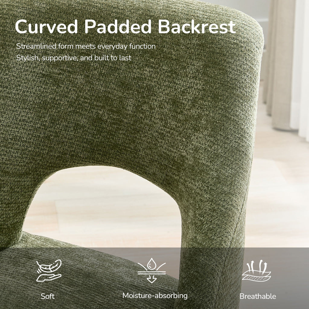 Upholstered Dining Chair With Curved Legs (Set of 2) - Green