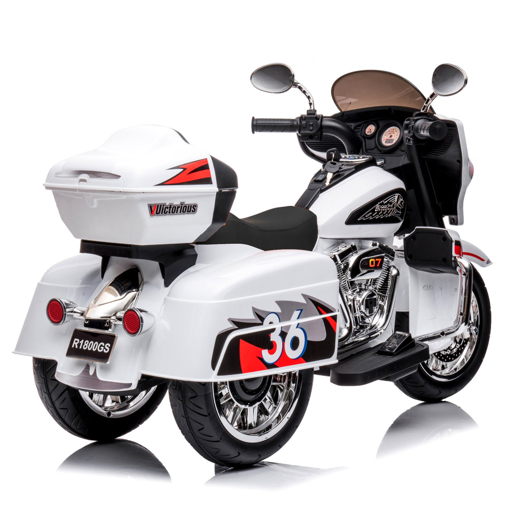 12V Kids Ride On Motorcycle, Electric Toddler Motorcycle Toy with LED Lights, Wireless Music, Large Storage Trunk, Soft PU Seat, Forward & Reverse, Rechargeable Electric Vehicle for 3-6 Years Old