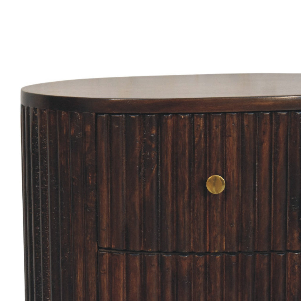Solid Wood Curved Fluted 3-Drawer Drum Chest