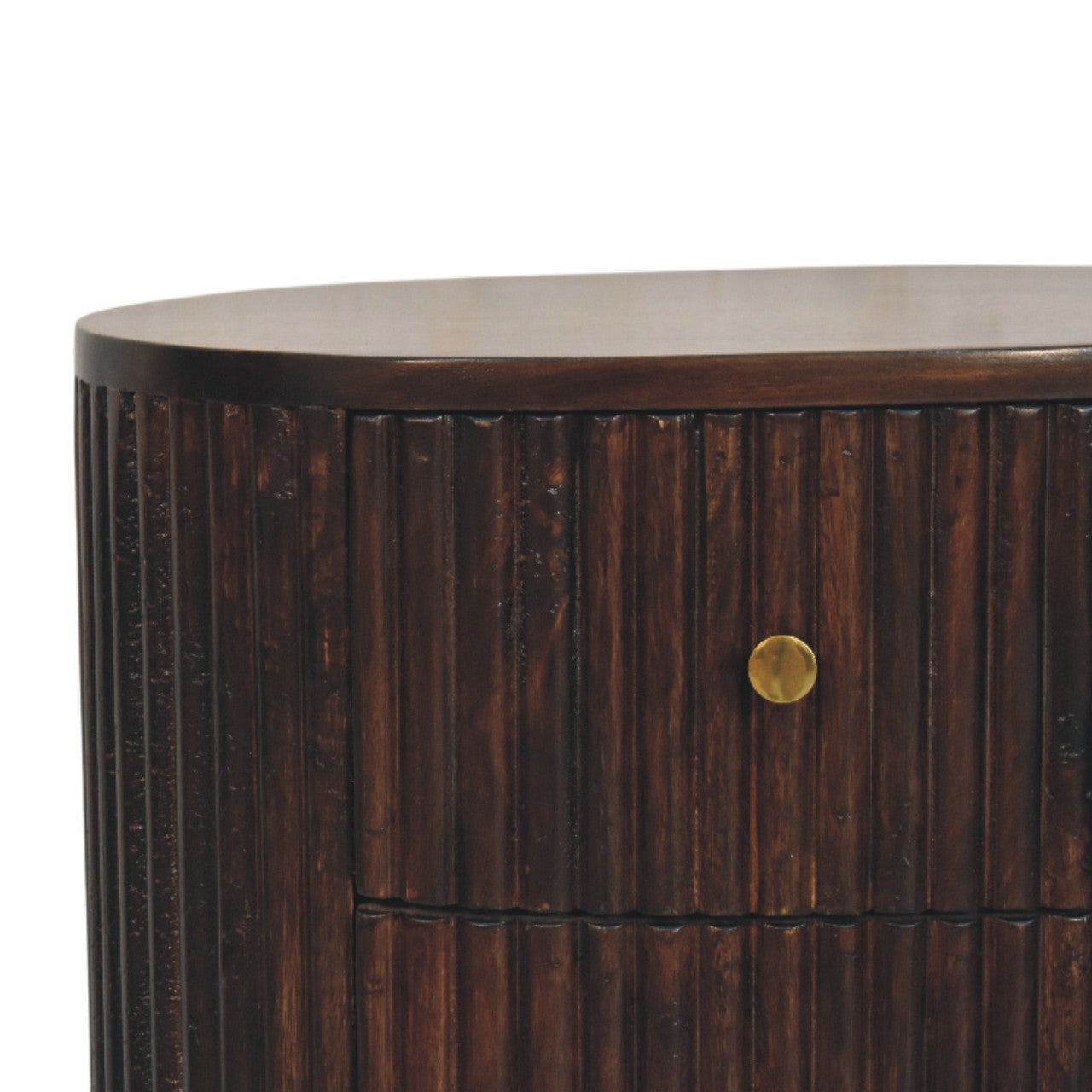 Solid Wood Curved Fluted 3-Drawer Drum Chest