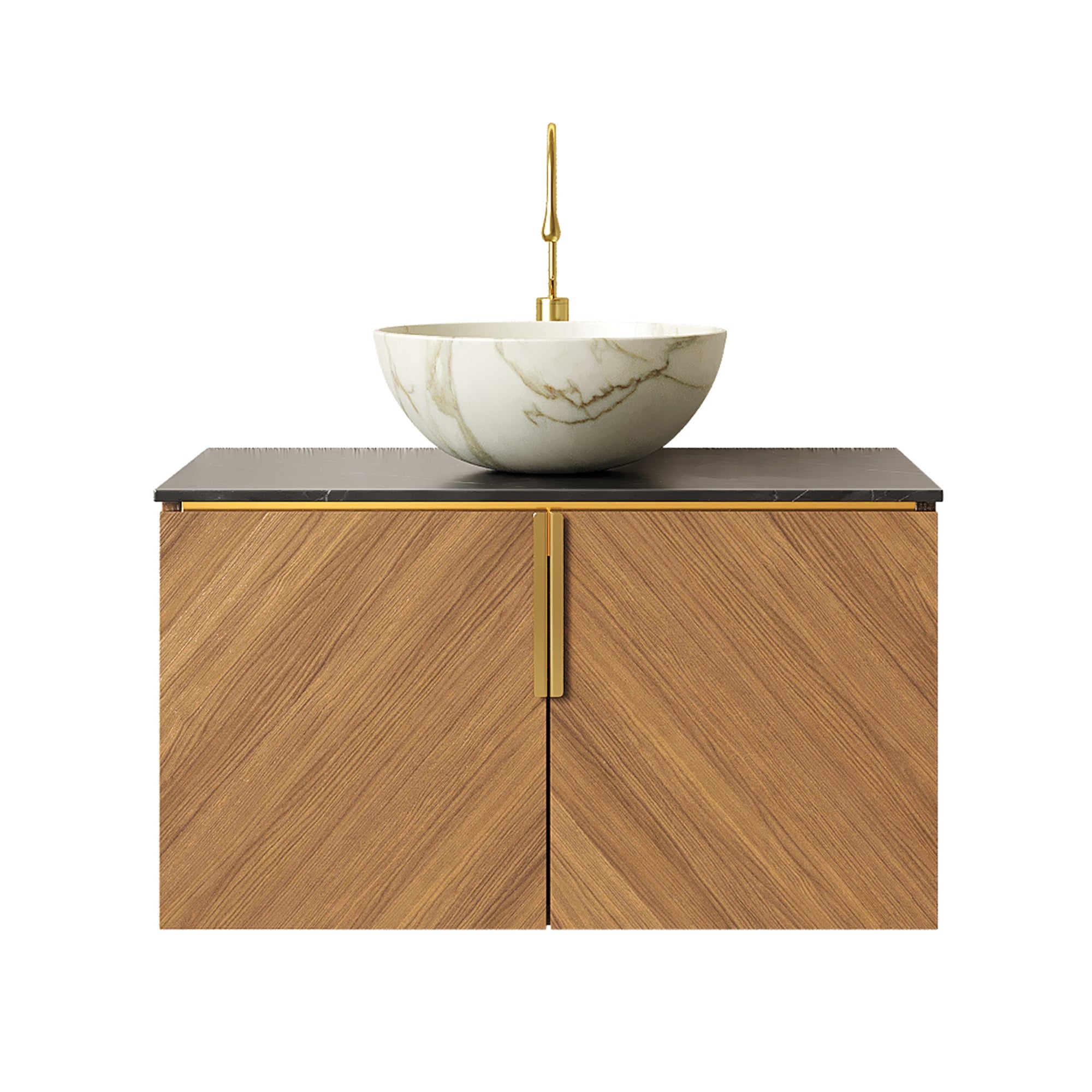 ARAI 30" Bathroom Vanity & Sink, Floating Plywood Storage Cabinet