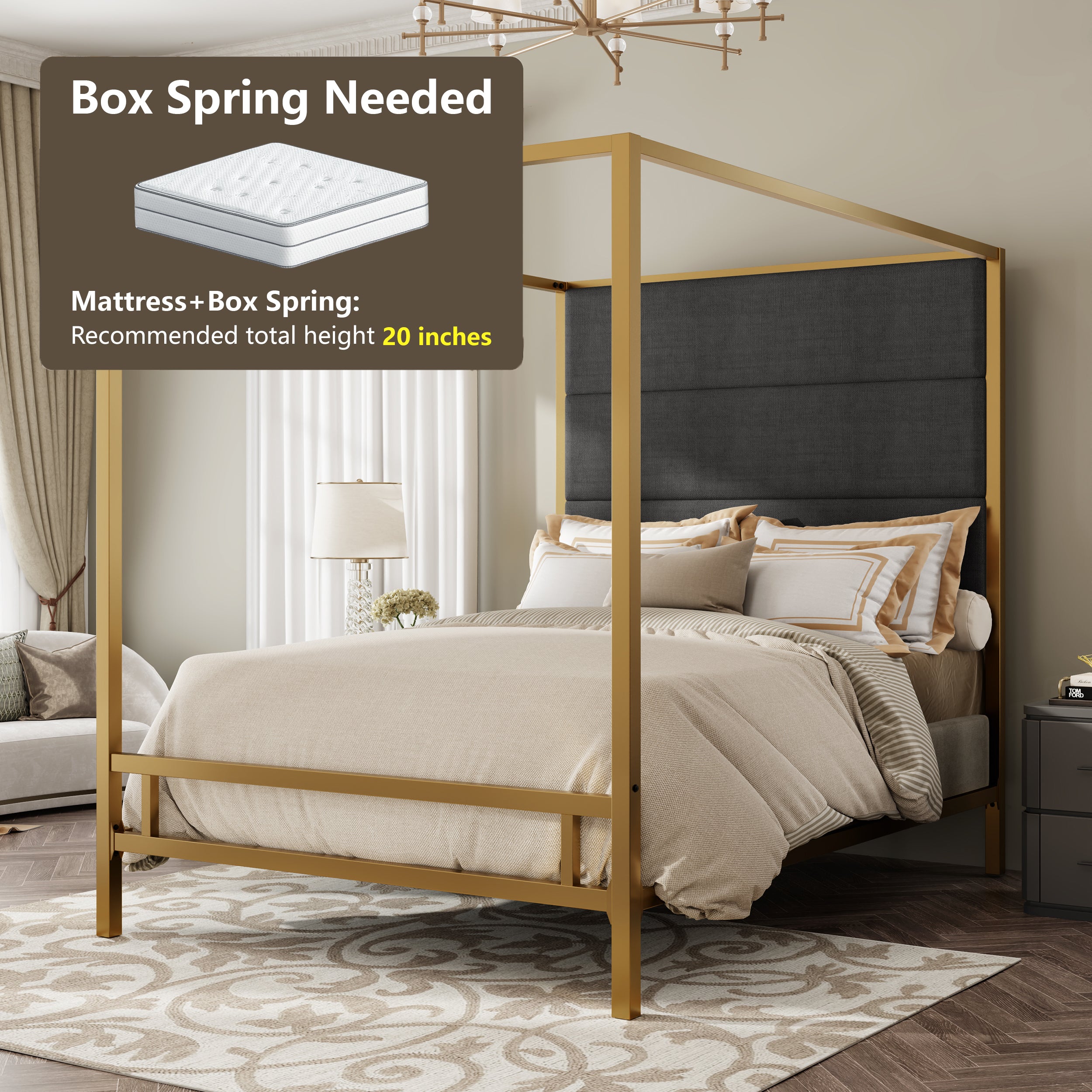 Modern Gold Metal Canopy Bed