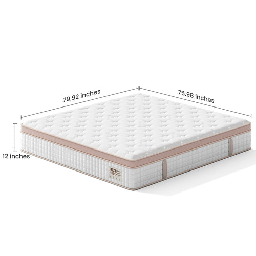 12" King Size Firm Hybrid Mattress, Gel Memory Foam & Pocket Springs