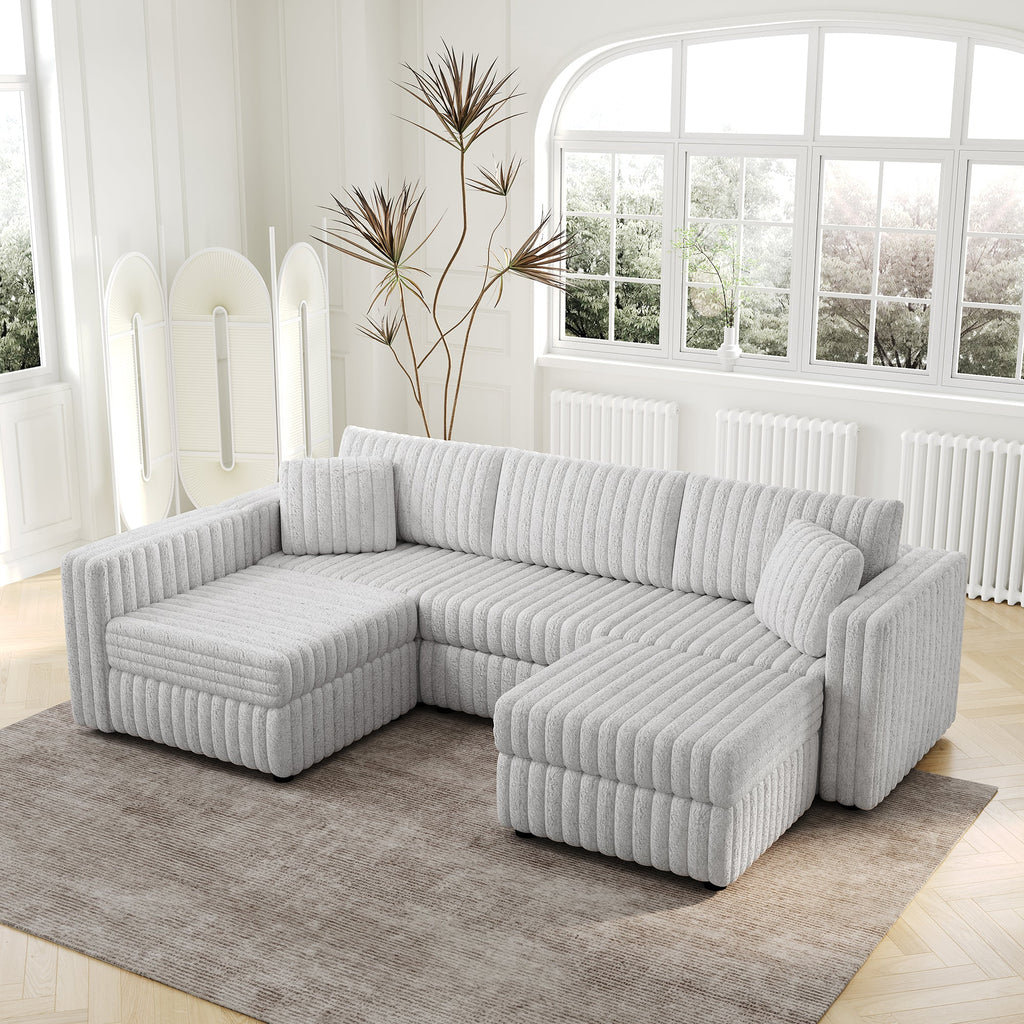 106.3" U-Shaped 4-Person Sofa with Ottoman