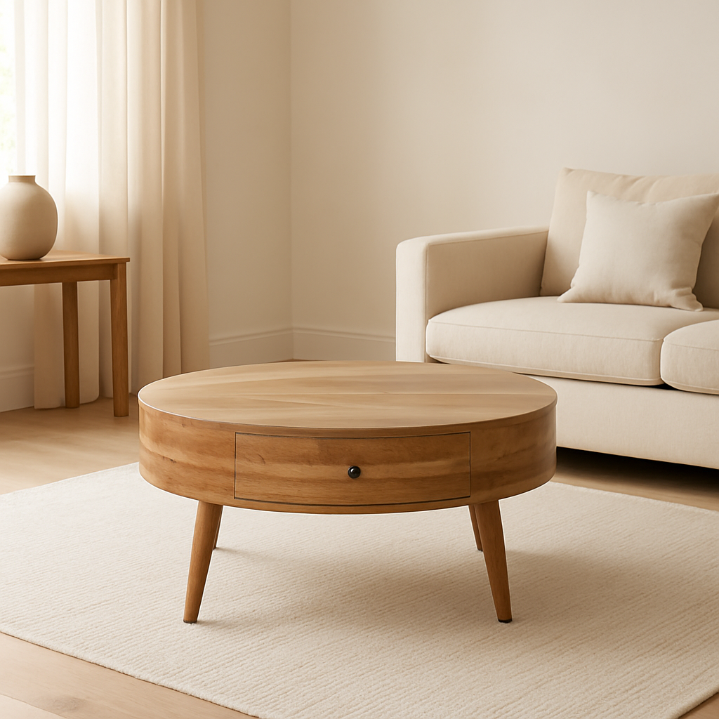 Solid Wood Odyssey Coffee Table, 2-Drawers, Oak-ish