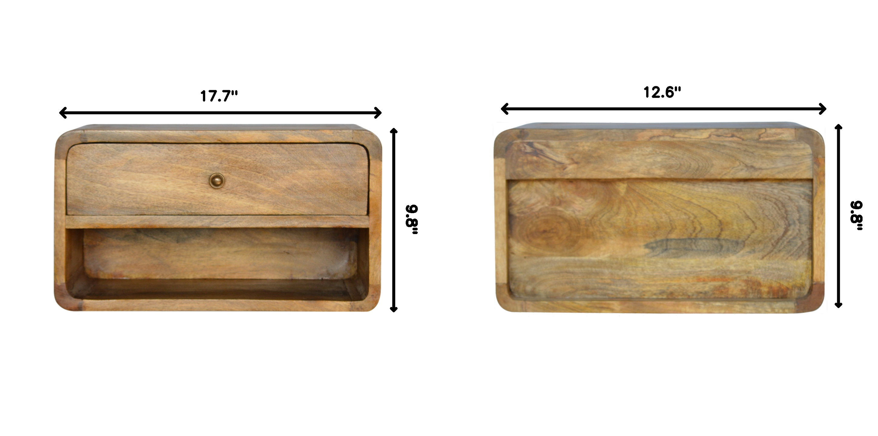 Solid Wood Floating Curve Open Slot Nightstand