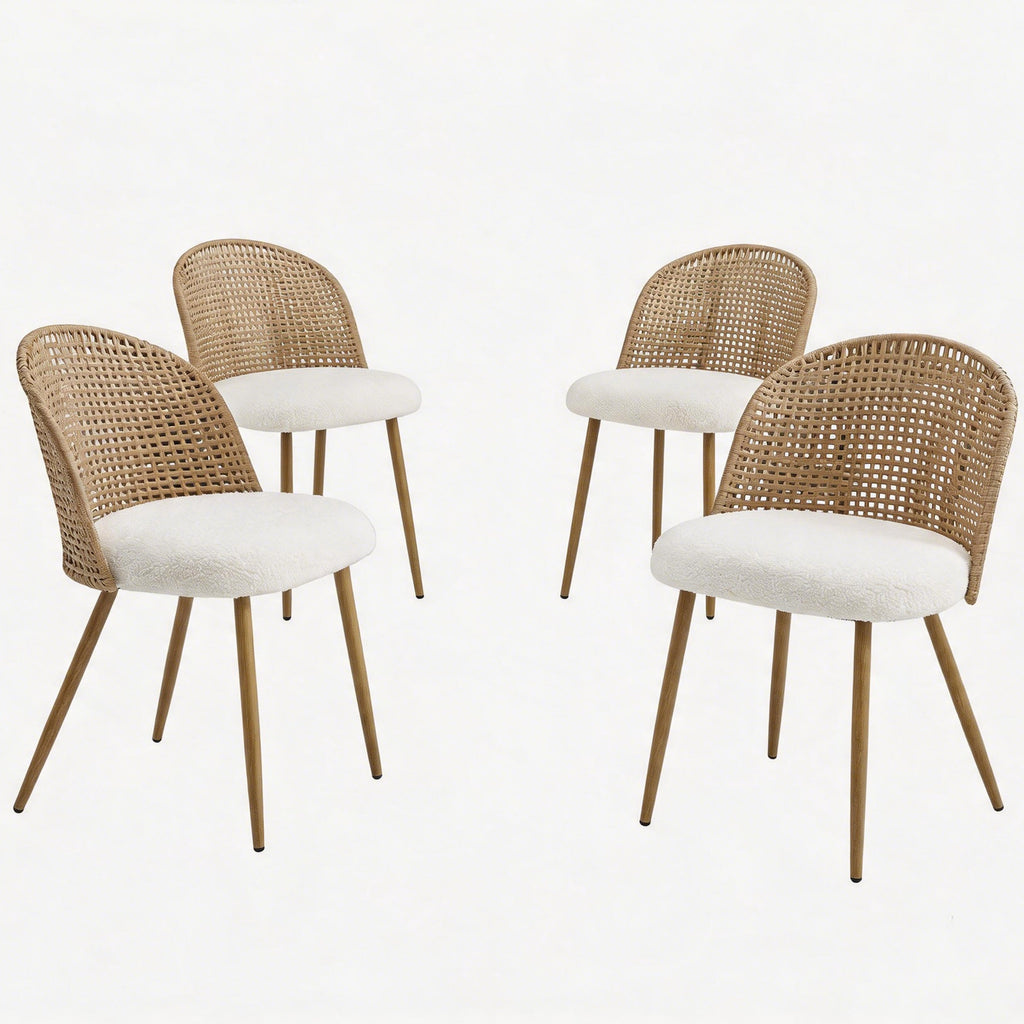 Round Wooden Dining Table + 4 Chairs Set