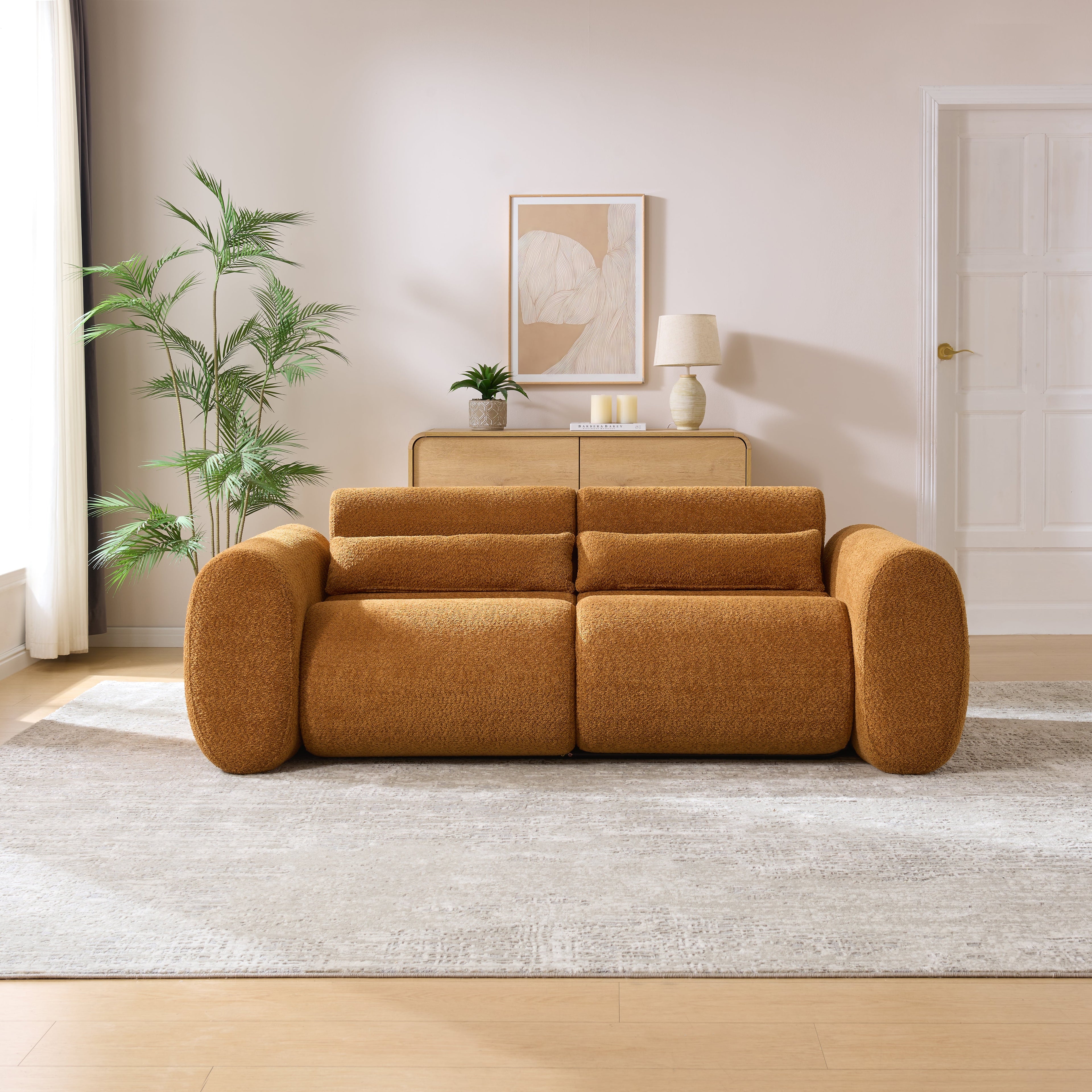 79 in. Round Arm Cloud Curved 3-Seater Modern Upholstered Boucle Sofa