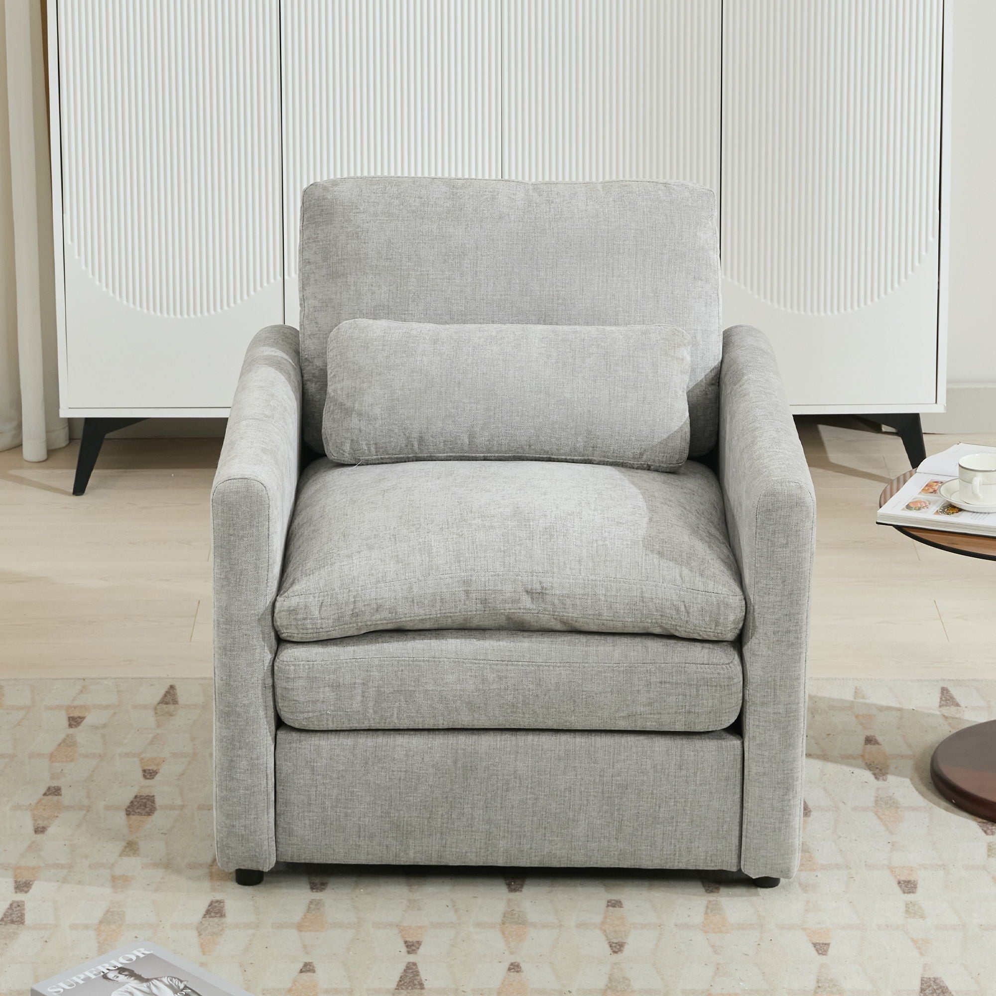 Cozy Upholstered Cushion Armchair For Living Room
