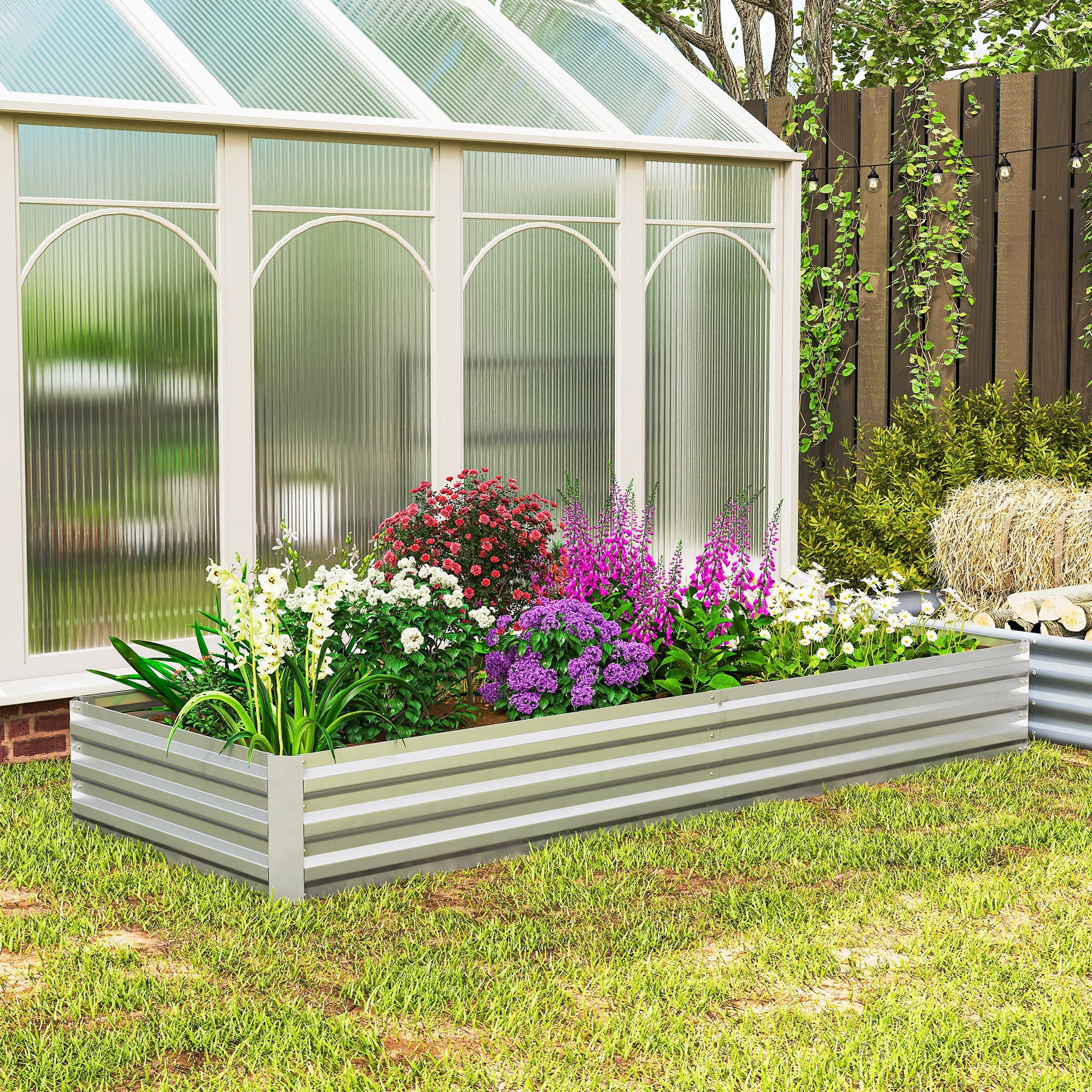 Outsunny 95" x 36" Galvanized Raised Garden Bed