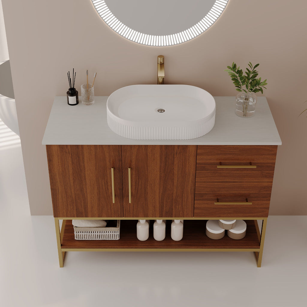 36" Modern Bathroom Vanity with Ceramic Vessel Sink