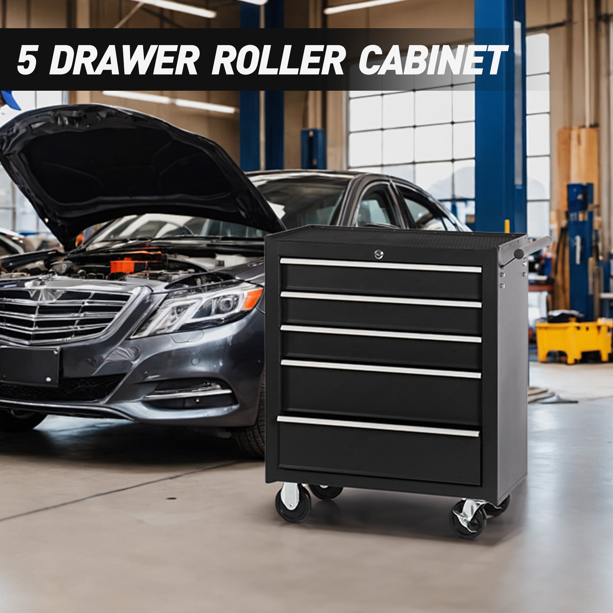 5-Drawer Rolling Tool Chest w/Lock & Key