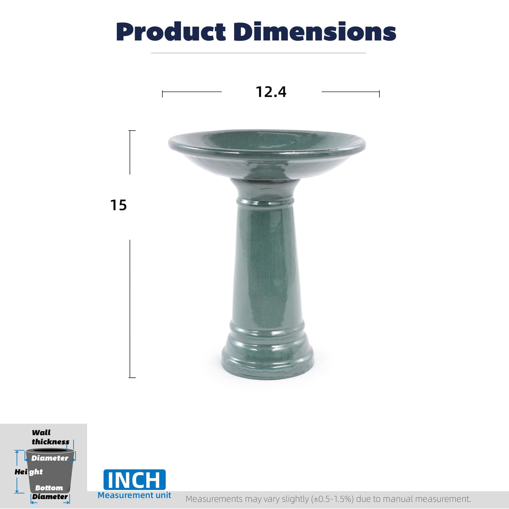 Ceramic Pedestal Bird Bath for Outdoor Garden