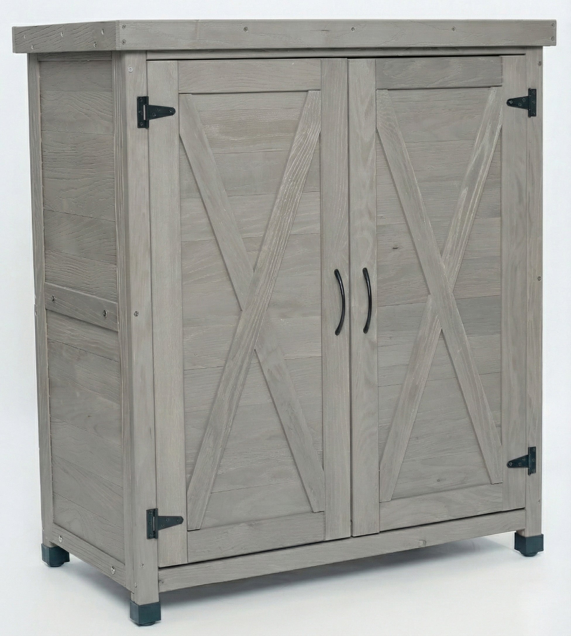 Potting Bench with Storage Cabinet and Metal Table Top