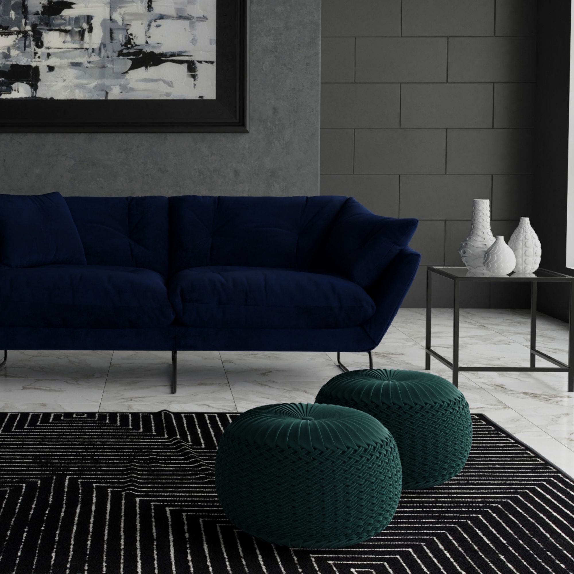 Grafton - Handcrafted Round Pouf
