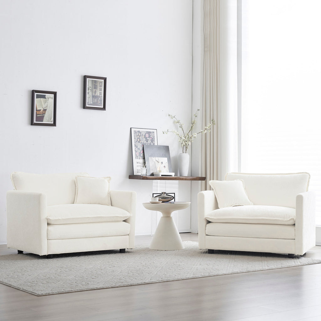 Accent Chair Set of 2, High-End Chenille Upholstered Armchairs
