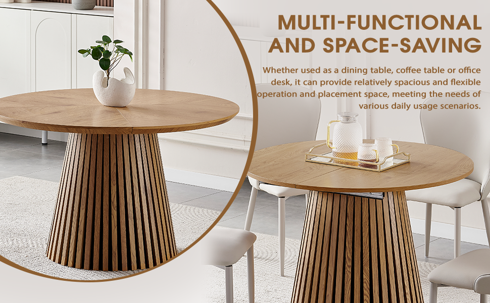 Wooden Dining Table - Modern Round Design for Versatile Use