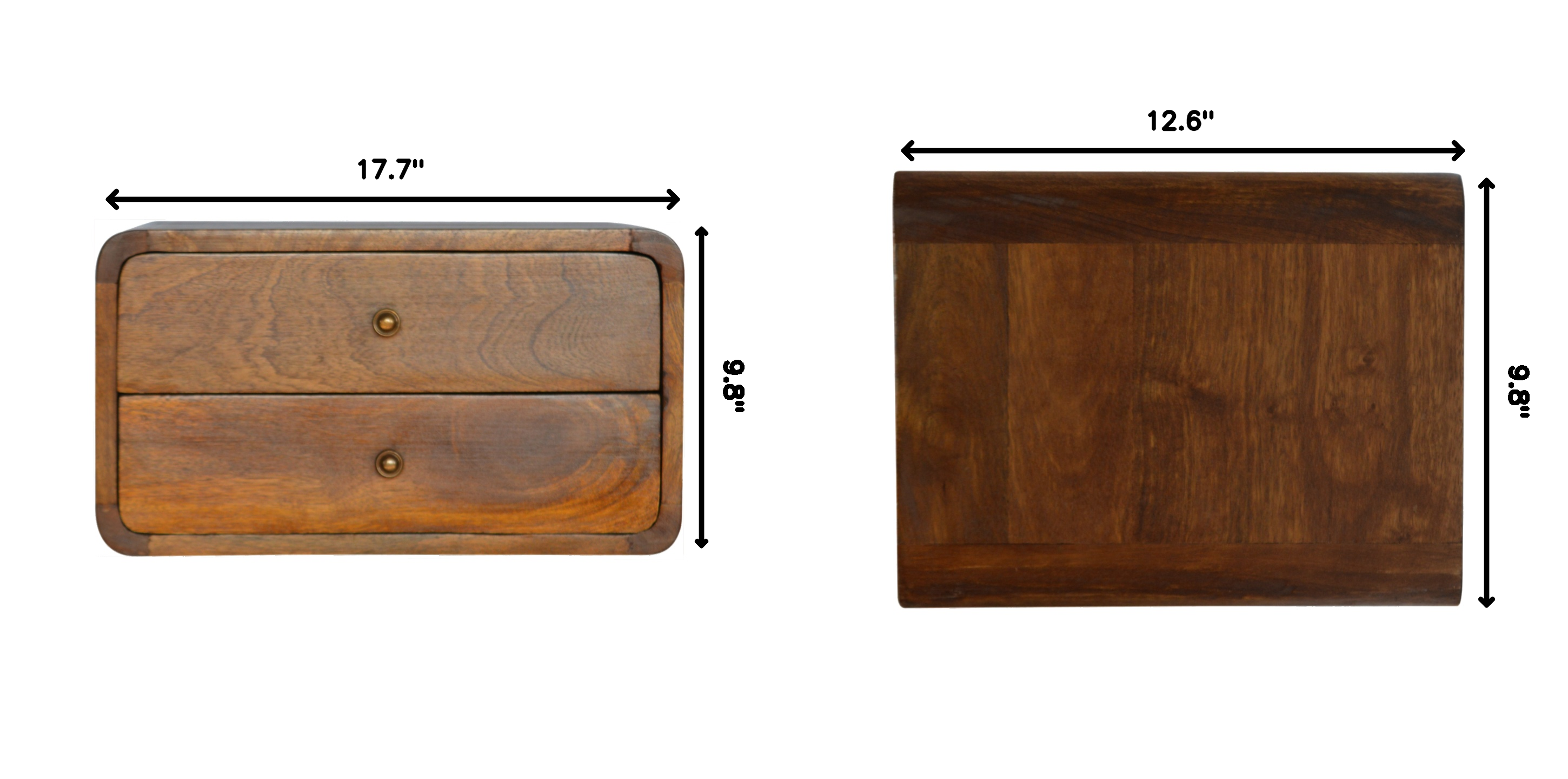 Floating Curved Chestnut Bedside