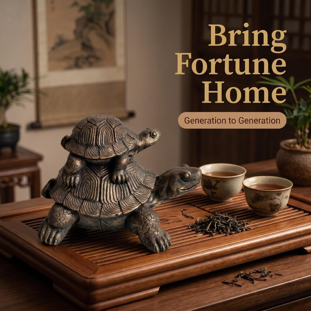 Vintage Bronze Stacked Turtle Statue