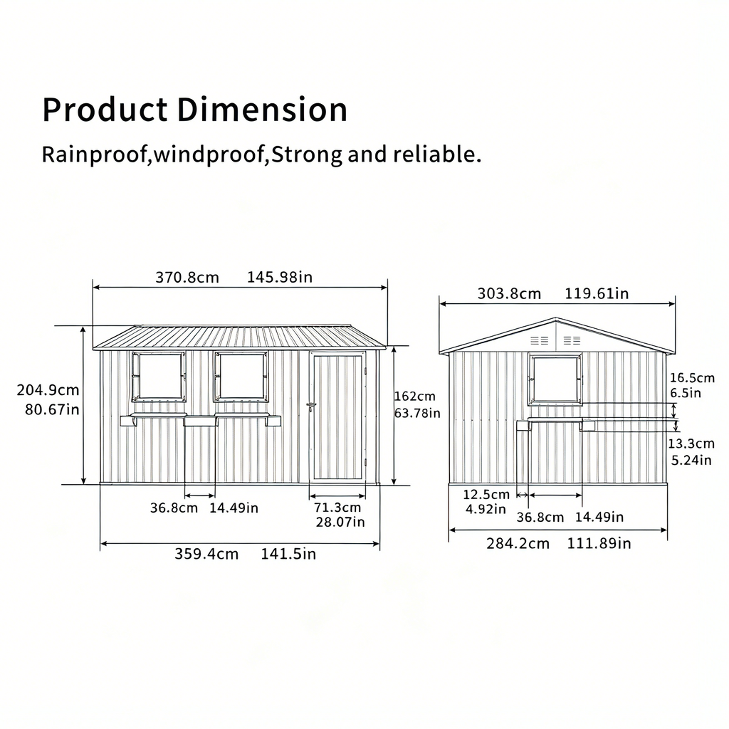 12x10 FT Outdoor Metal Storage Shed