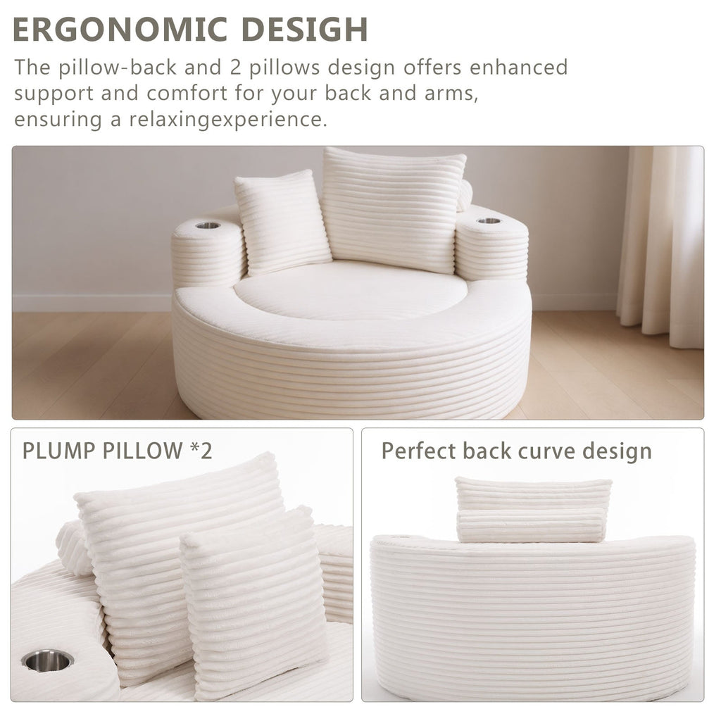 Round Sofa Bed with Memory Foam Sectional Couches for Living Room
