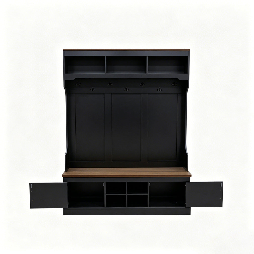 Vibe Haus 71''H Farmhouse Hall Tree with Bench and Shoe Storage