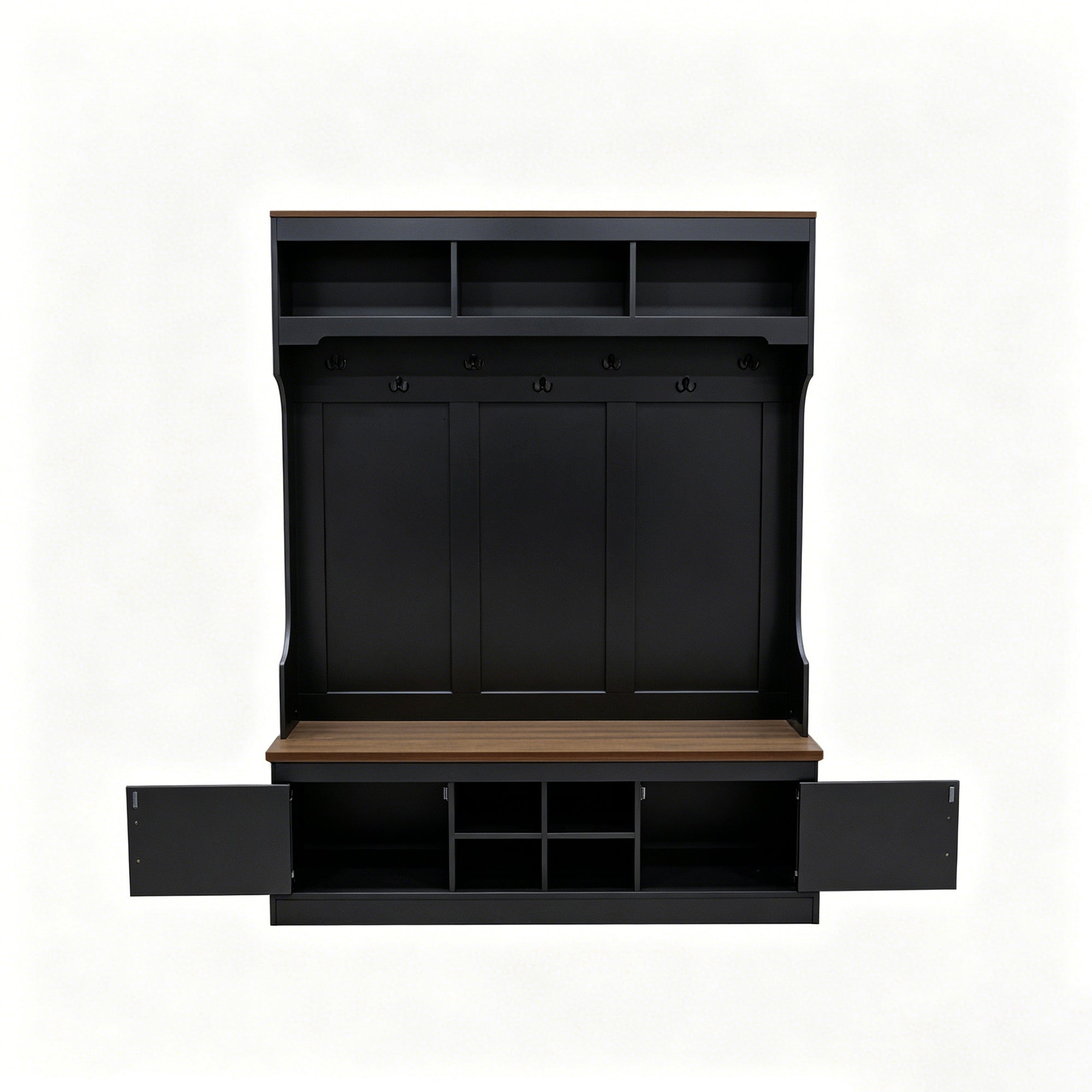 Vibe Haus 71''H Farmhouse Hall Tree with Bench and Shoe Storage