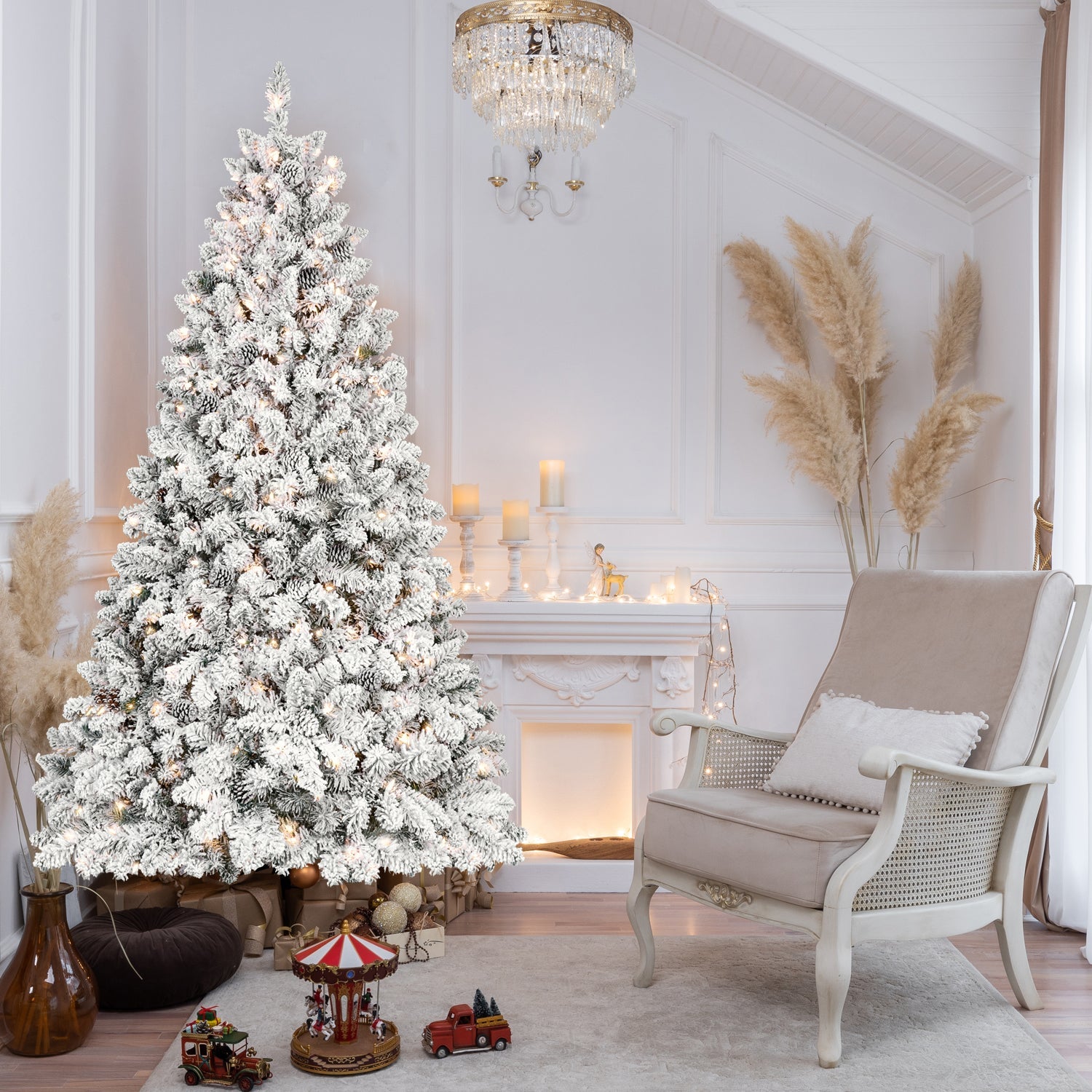 4FT Flocked Christmas Tree with 150 UL Lights