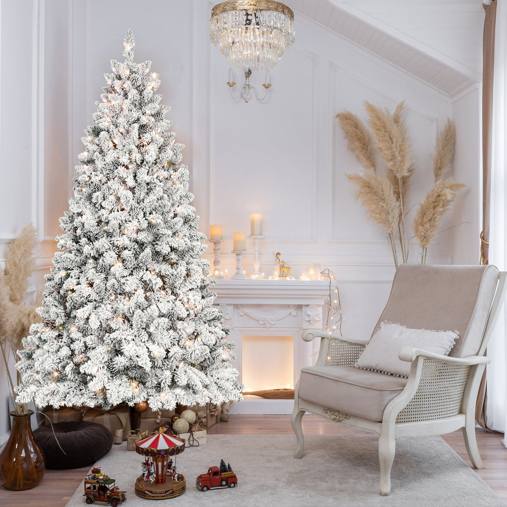 8FT Flocked Christmas Tree with 700 UL Lights