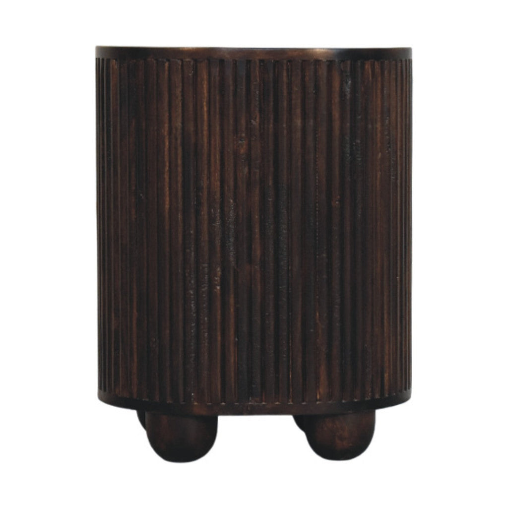 Solid Wood Curved Fluted 3-Drawer Drum Chest