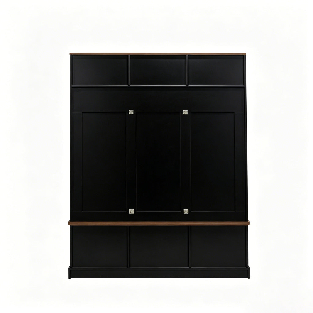 Vibe Haus 71''H Farmhouse Hall Tree with Bench and Shoe Storage