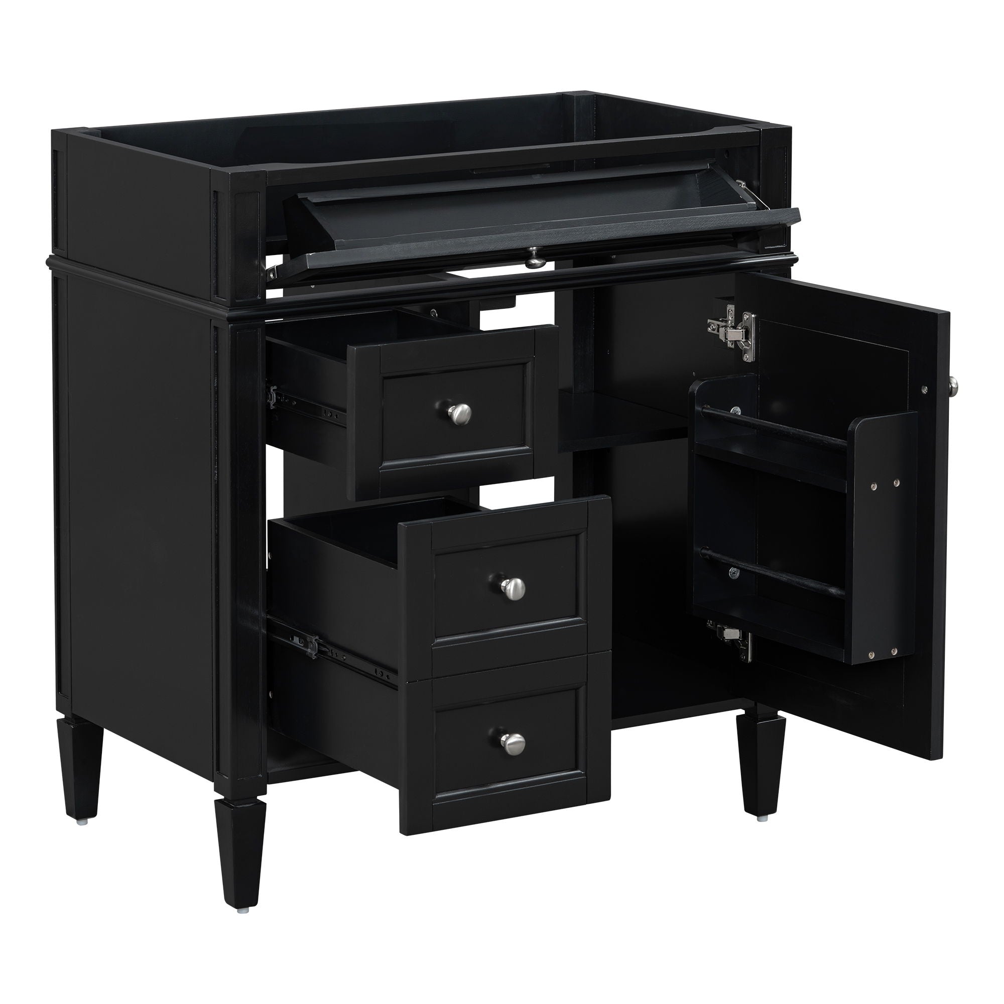 Bathroom Vanity With 2 Drawers and Tip-Out Storage Cabinet