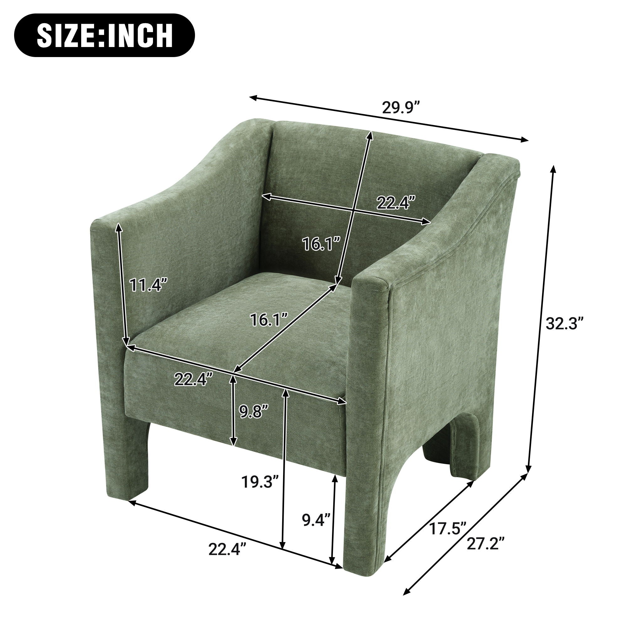 Barrel Accent Chair With Enclosed Arms