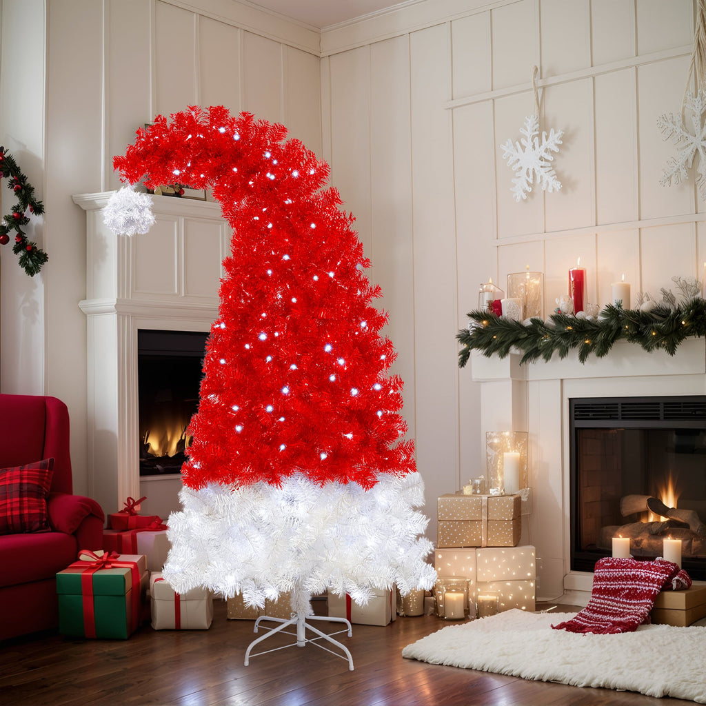 6FT Artificial Christmas Tree with LED Light, Santa's Hat Shape