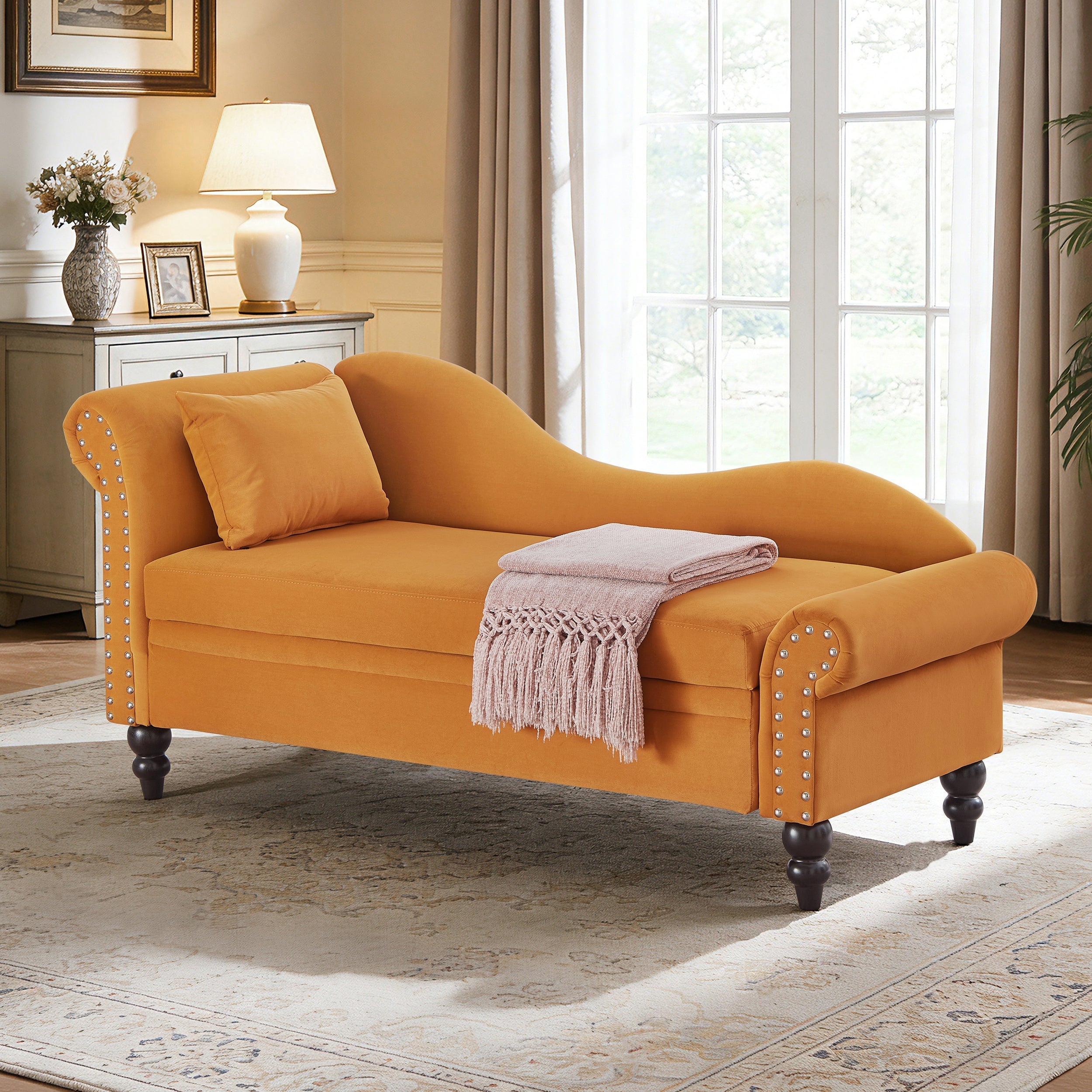 64.5'' Modern Velvet Chaise Lounge