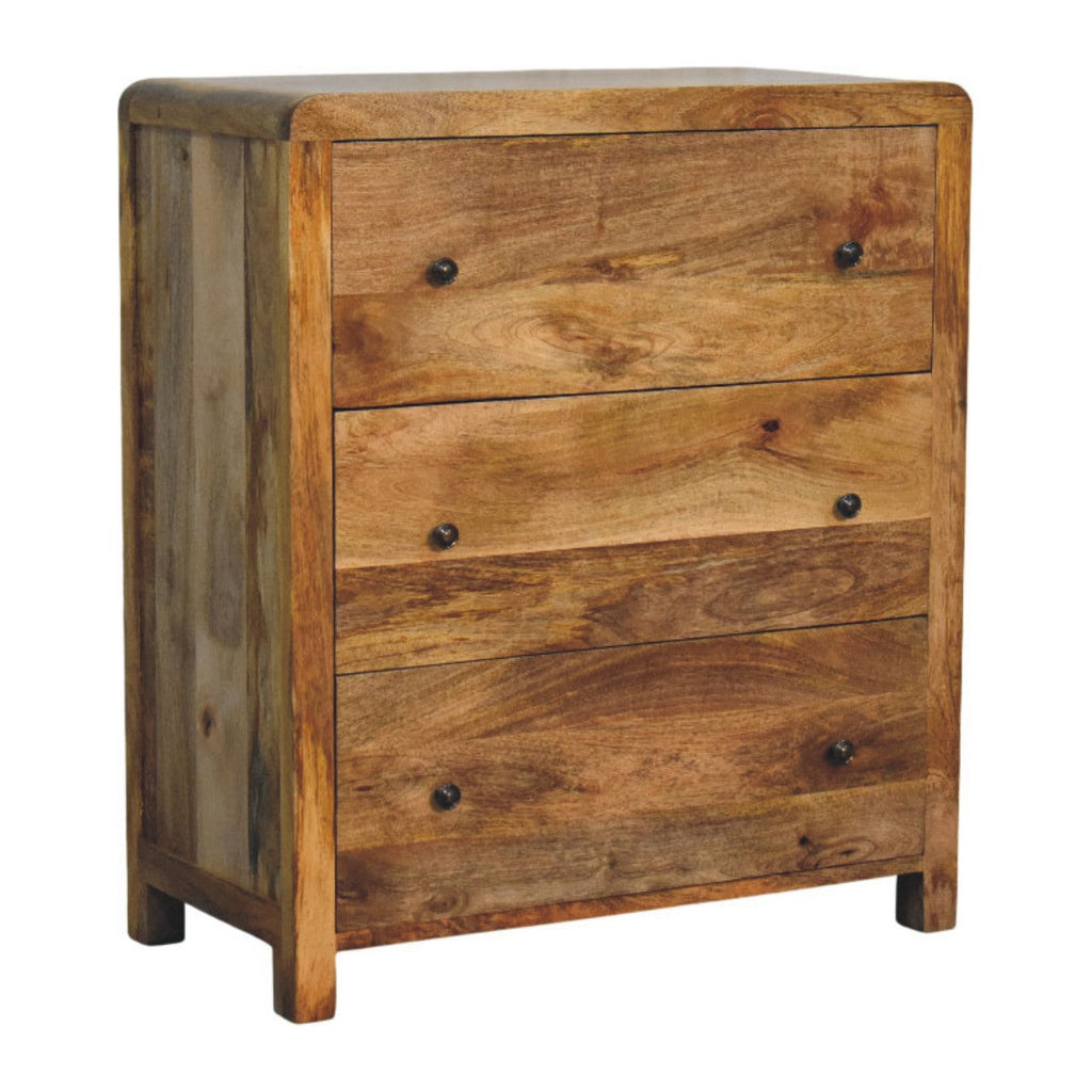 Solid Wood Oakish Three Drawer Chest