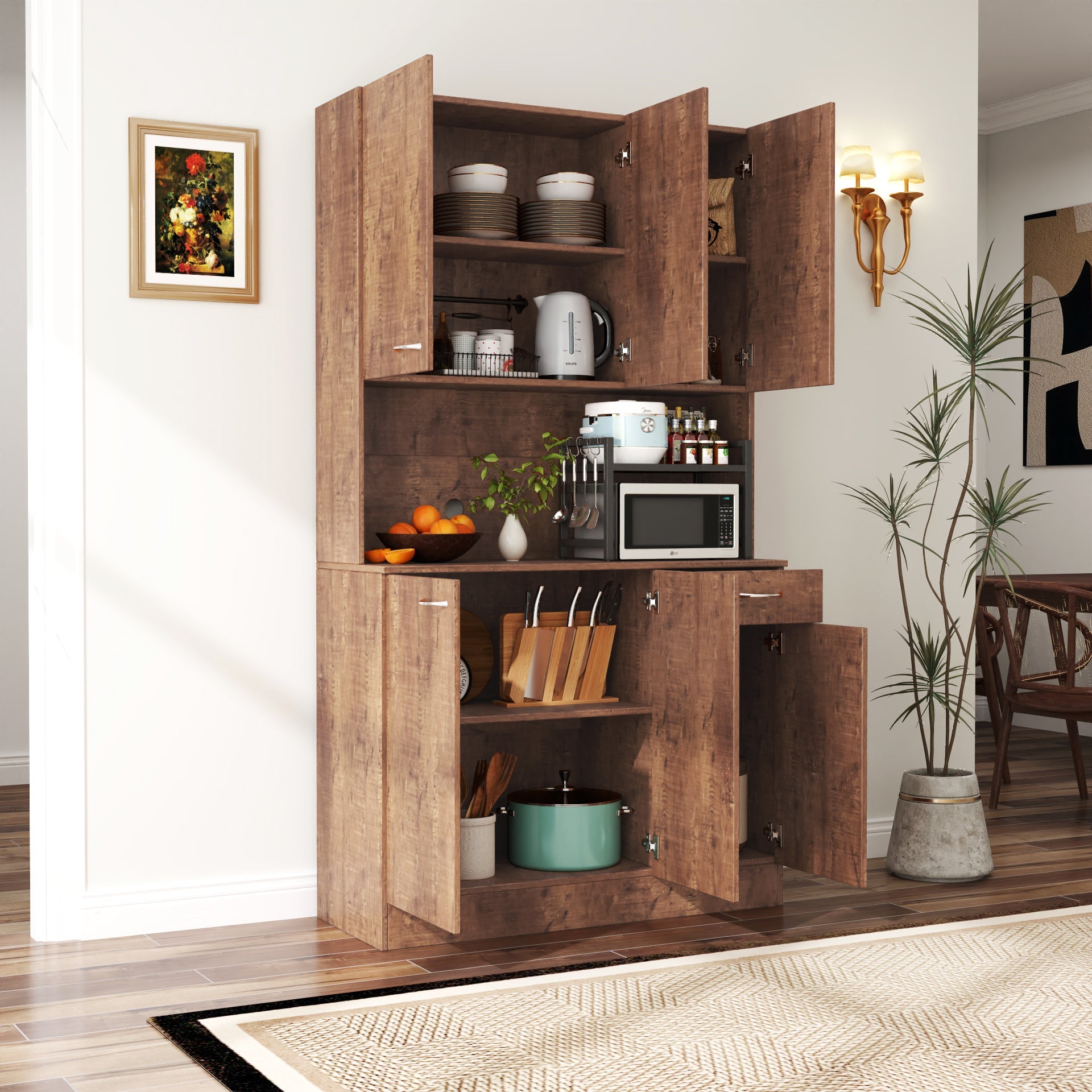 70.87" Tall Wardrobe & Kitchen Cabinet