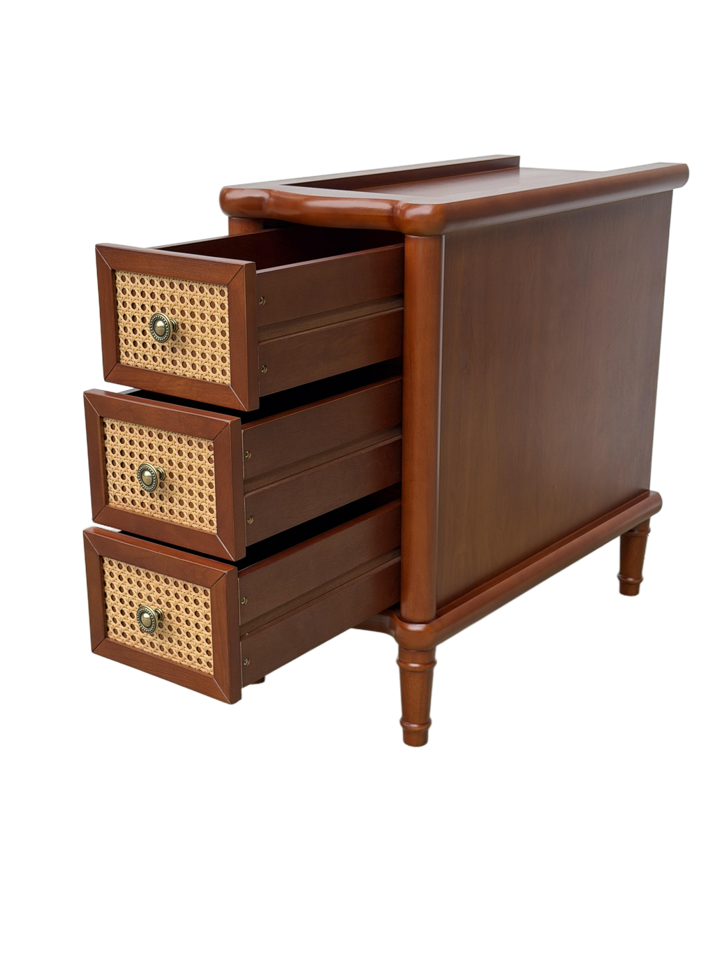 Rattan Narrow Side Table with 3 Drawers