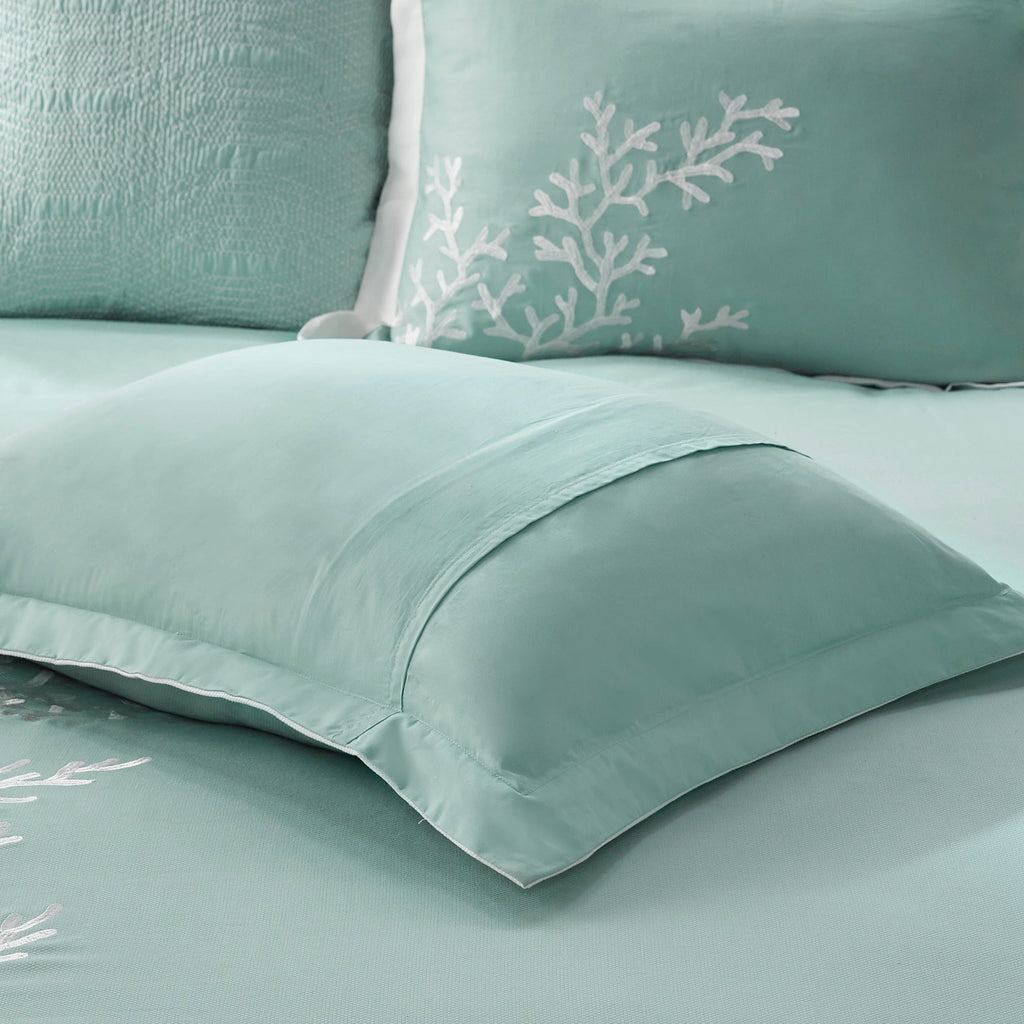 Oversized Cotton Jacquard Comforter Set Aqua Queen