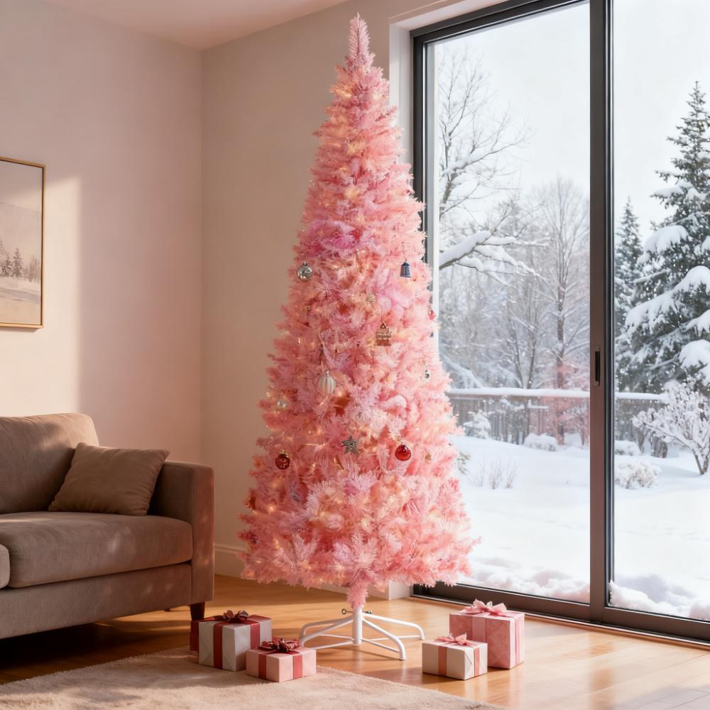 Snow Flocked Pencil Shape Artificial Christmas Tree