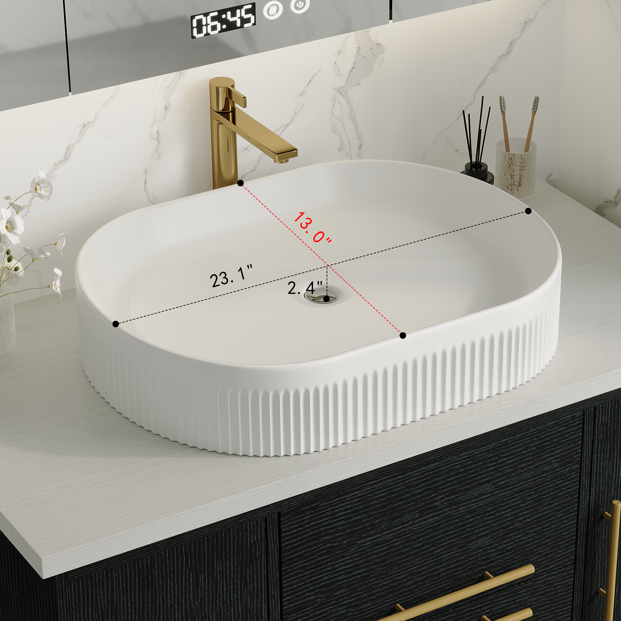 39.4 in Modern Floating Bathroom Vanity with Ceramic Sink