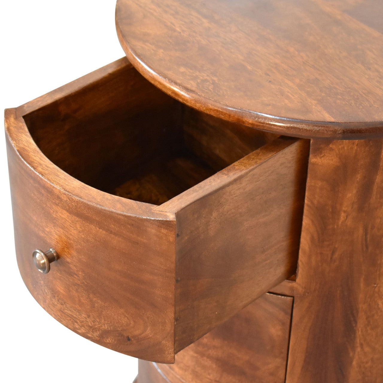 Solid Wood 3-Drawer Chestnut Drum