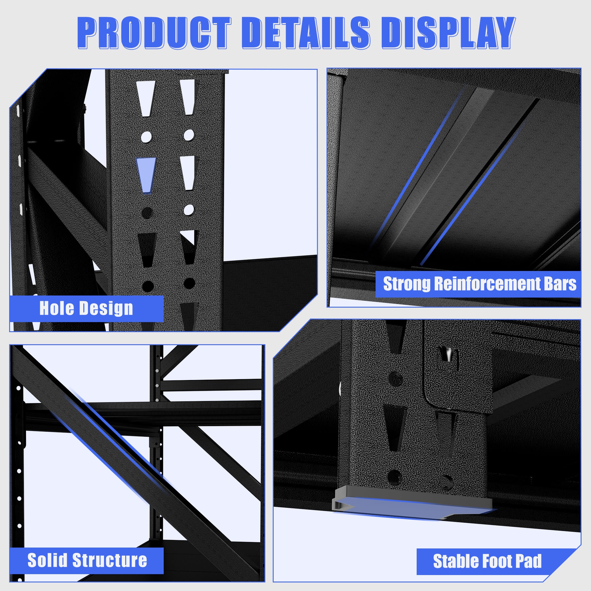 5000 lbs Heavy Duty Garage Shelving, 4-Shelf Adjustable Metal Storage Unit (63"H x 67"W x 23.7"D) 5000LBS Capacity Industrial Shelving for Warehouse